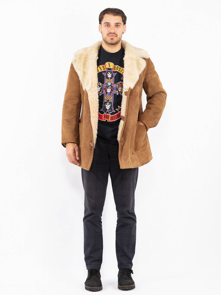 Vintage 70's Men Sheepskin Coat in BrownZ2378