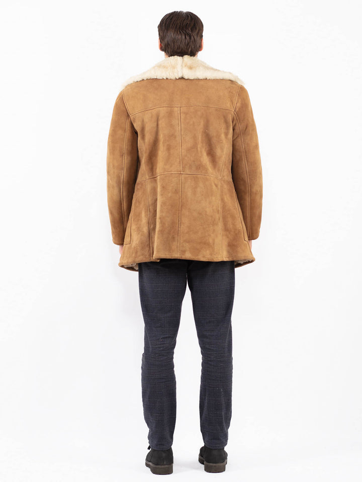 Vintage 70's Men Sheepskin Coat in BrownZ2378