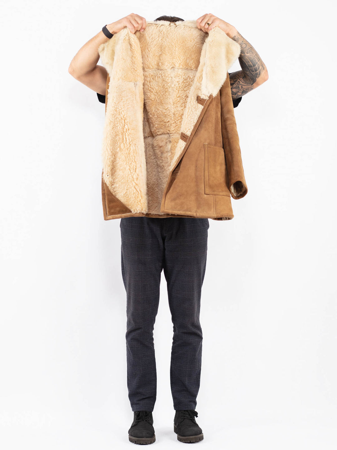 Vintage 70's Men Sheepskin Coat in BrownZ2378