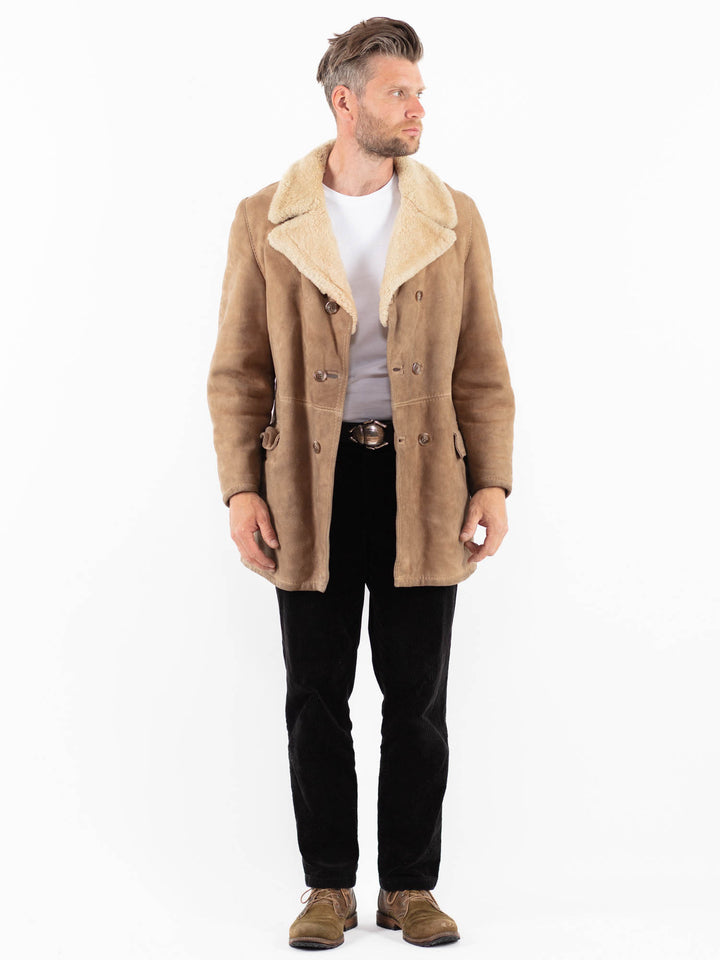 Vintage 70's Men Sheepskin Coat in BeigeZ1849