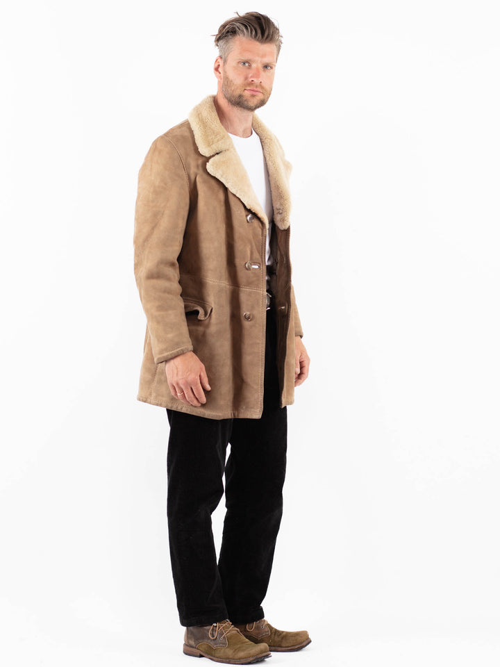 Vintage 70's Men Sheepskin Coat in BeigeZ1849