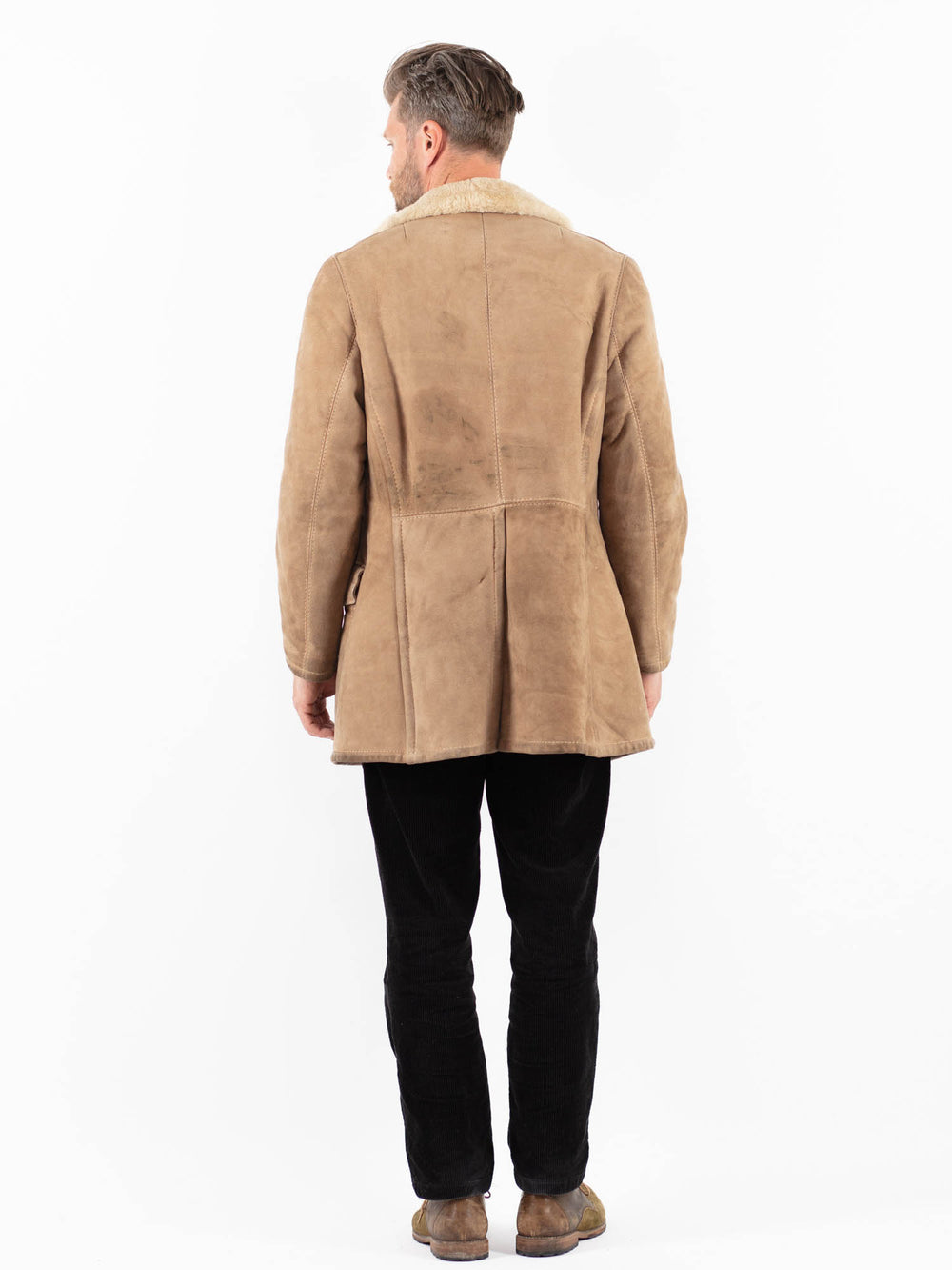 Vintage 70's Men Sheepskin Coat in BeigeZ1849