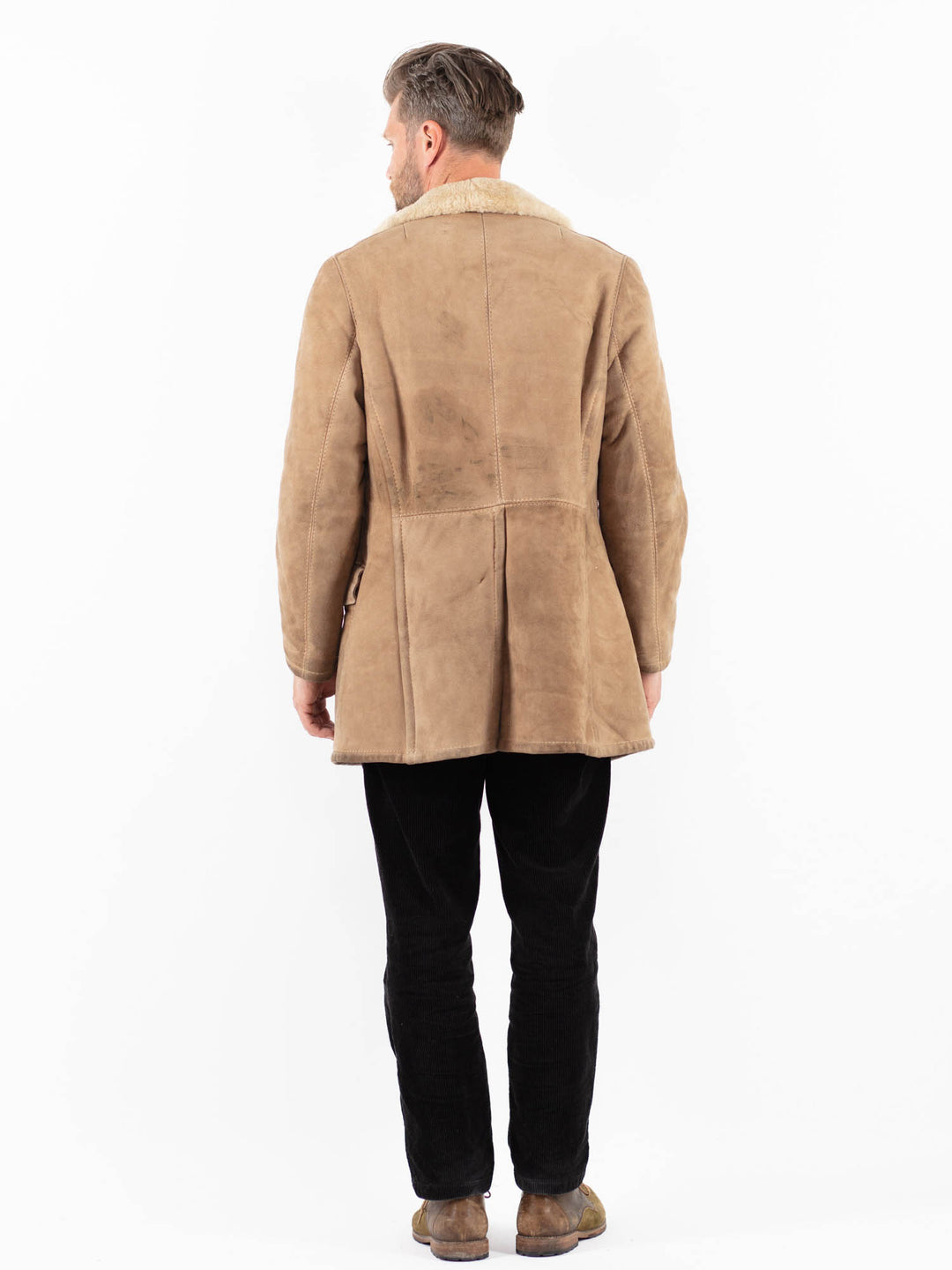 Vintage 70's Men Sheepskin Coat in BeigeZ1849