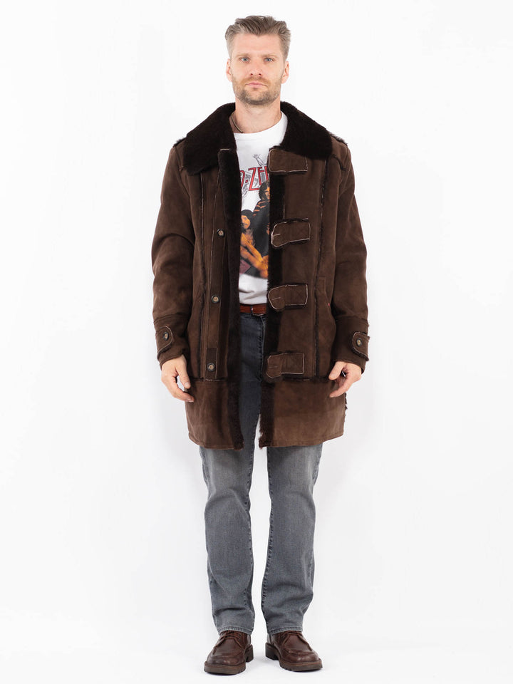 Vintage 70's Men Sheepskin Coat in BrownZ2073