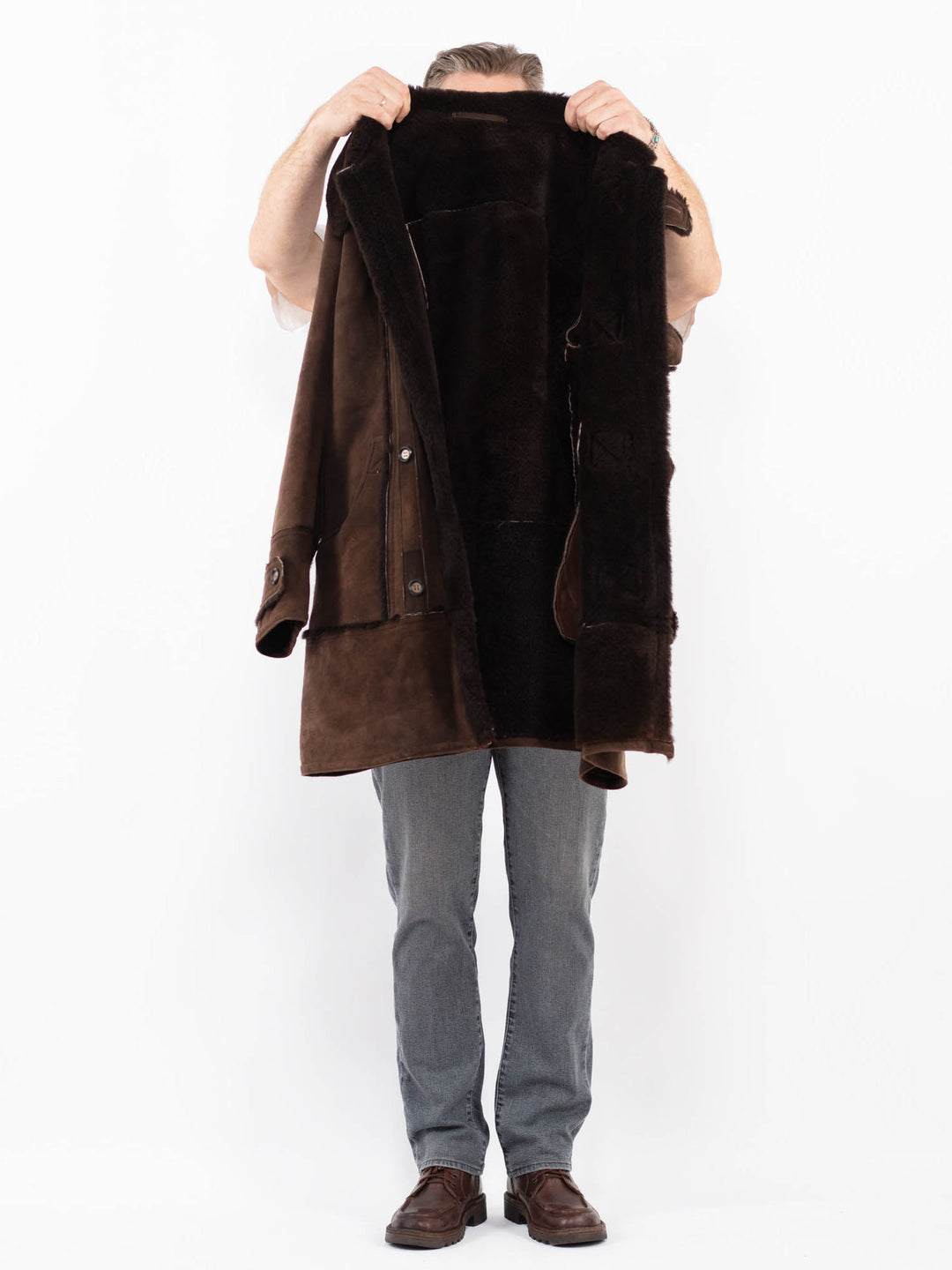 Vintage 70's Men Sheepskin Coat in BrownZ2073