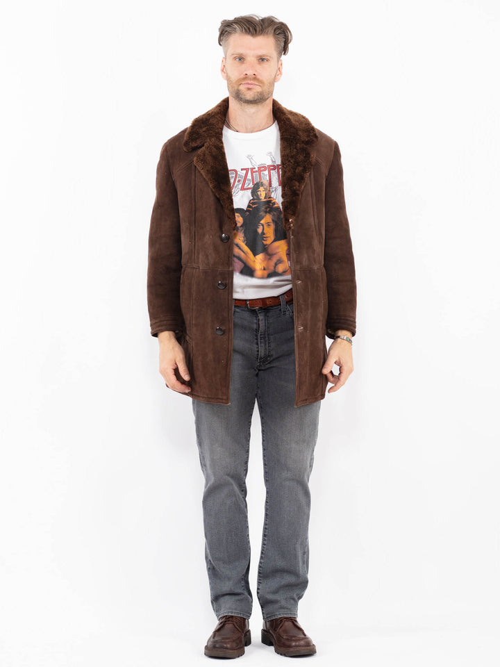 Vintage 70's Men Sheepskin Coat in BrownZ2078