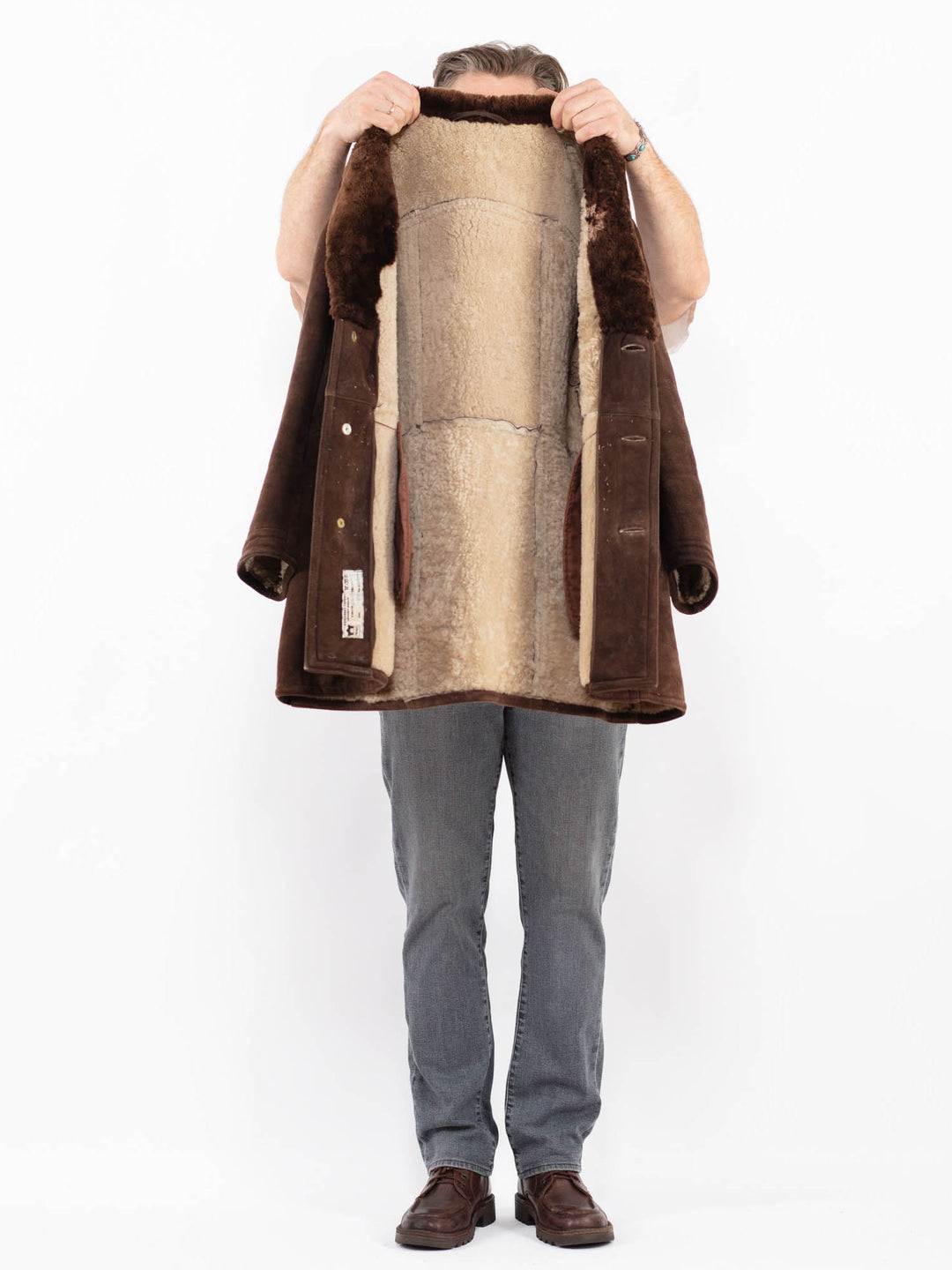 Vintage 70's Men Sheepskin Coat in BrownZ2078