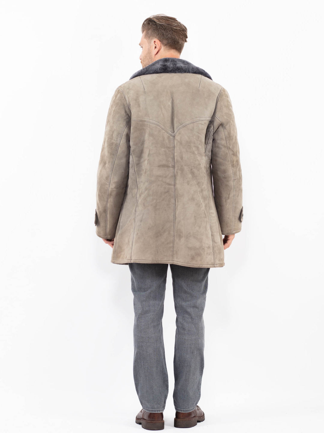 Vintage 70's Men Sheepskin Coat in GrayZ2080