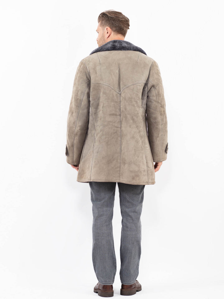 Vintage 70's Men Sheepskin Coat in GrayZ2080