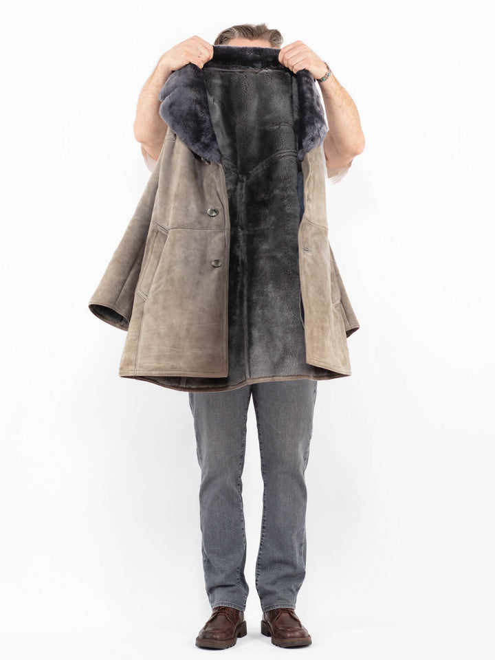 Vintage 70's Men Sheepskin Coat in GrayZ2080