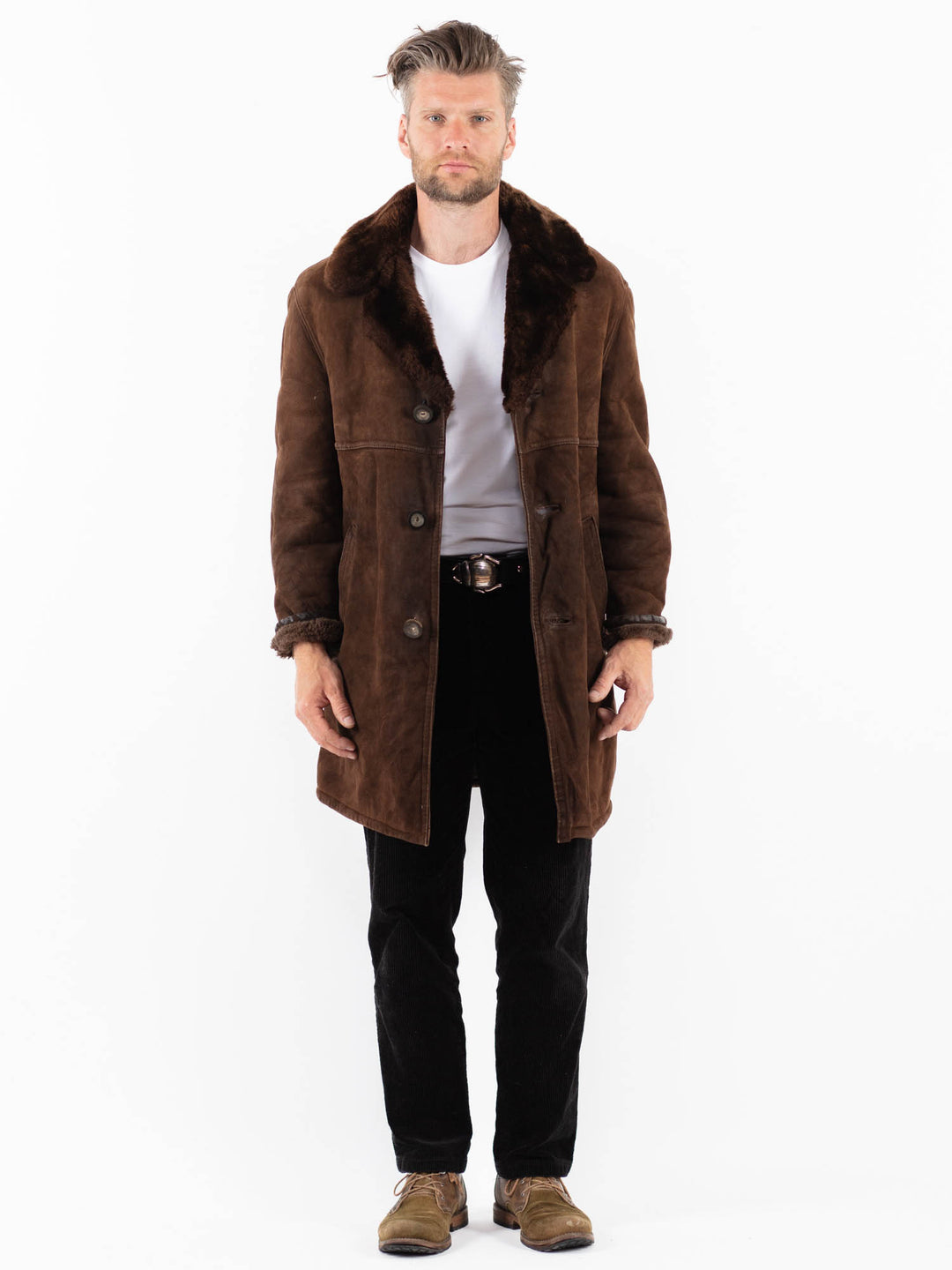 Vintage 70's Men Sheepskin Coat in BrownZ1859