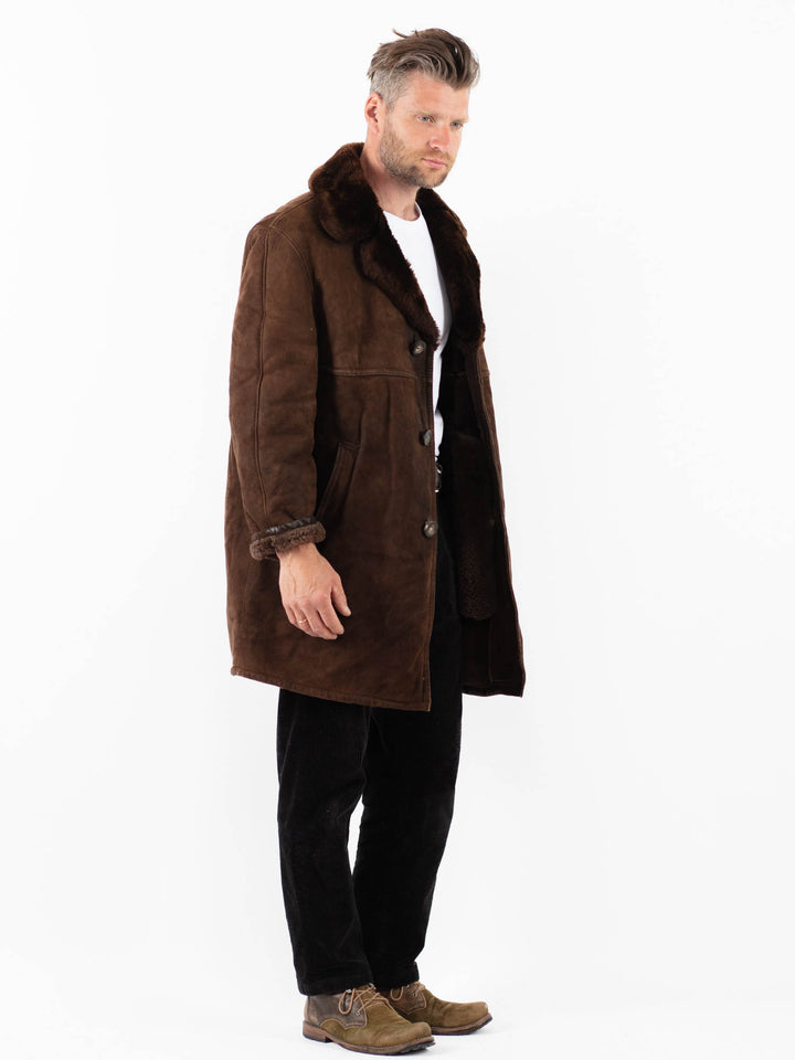 Vintage 70's Men Sheepskin Coat in BrownZ1859