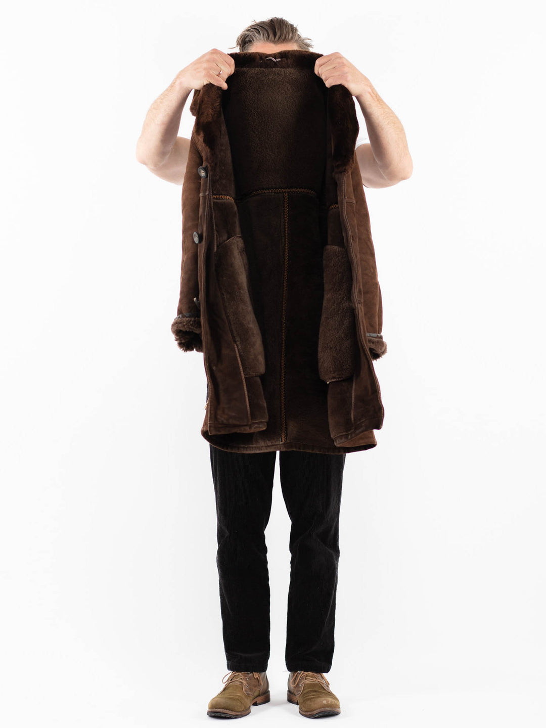 Vintage 70's Men Sheepskin Coat in BrownZ1859