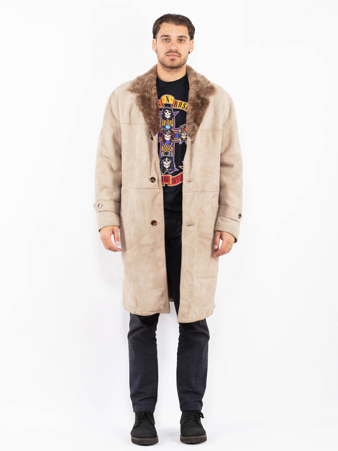 Vintage 70's Men Sheepskin Coat in BeigeZ2400