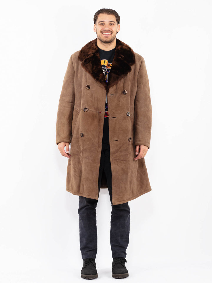 Vintage 70's Men Sheepskin Coat in BrownZ2401