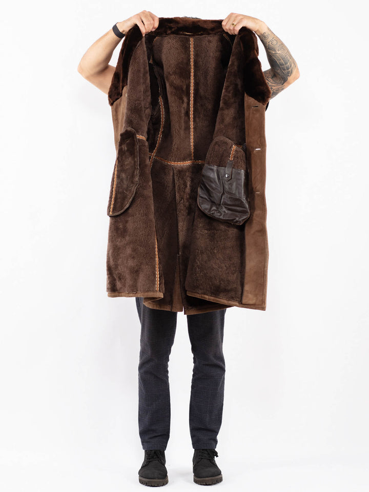 Vintage 70's Men Sheepskin Coat in BrownZ2401