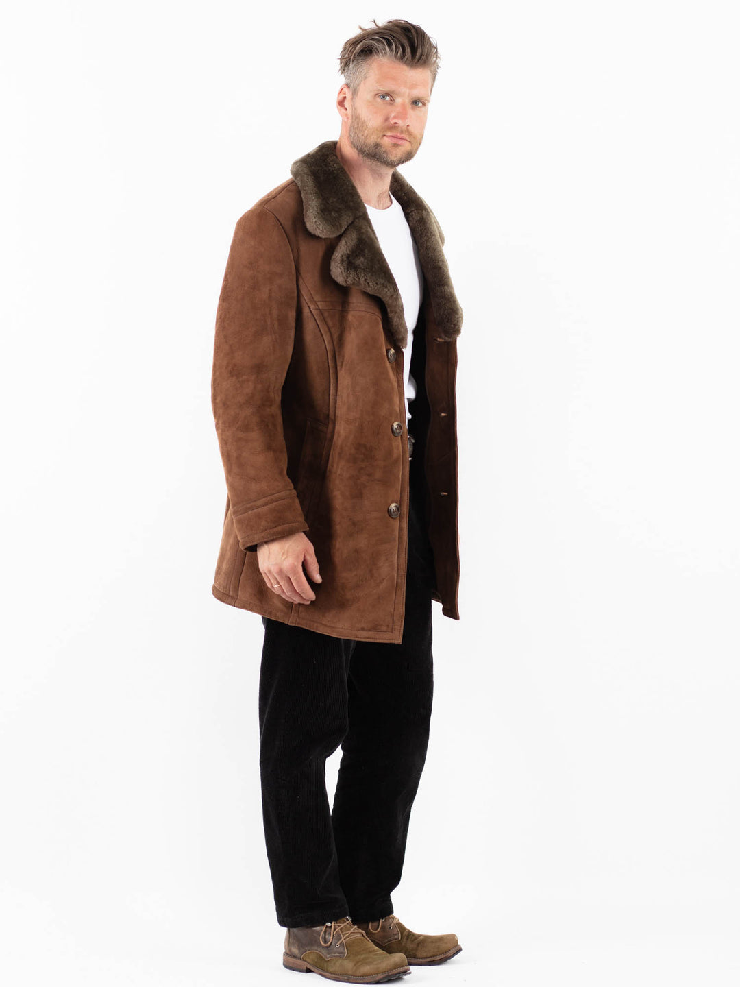 Vintage 70's Men Sheepskin Coat in BrownZ1864