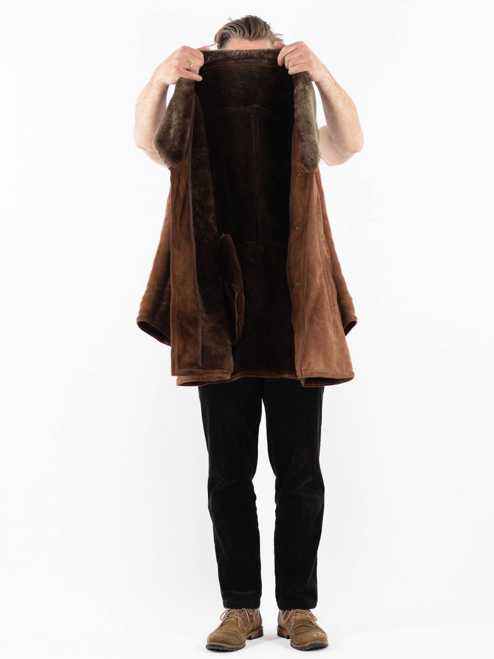 Vintage 70's Men Sheepskin Coat in BrownZ1864