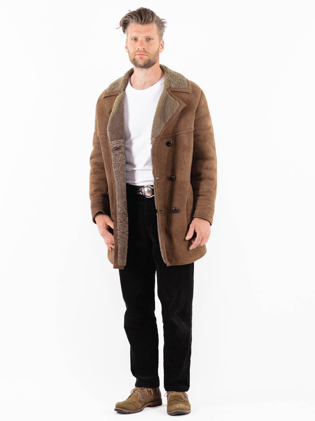 Vintage 70's Men Sheepskin Coat in BrownZ1865