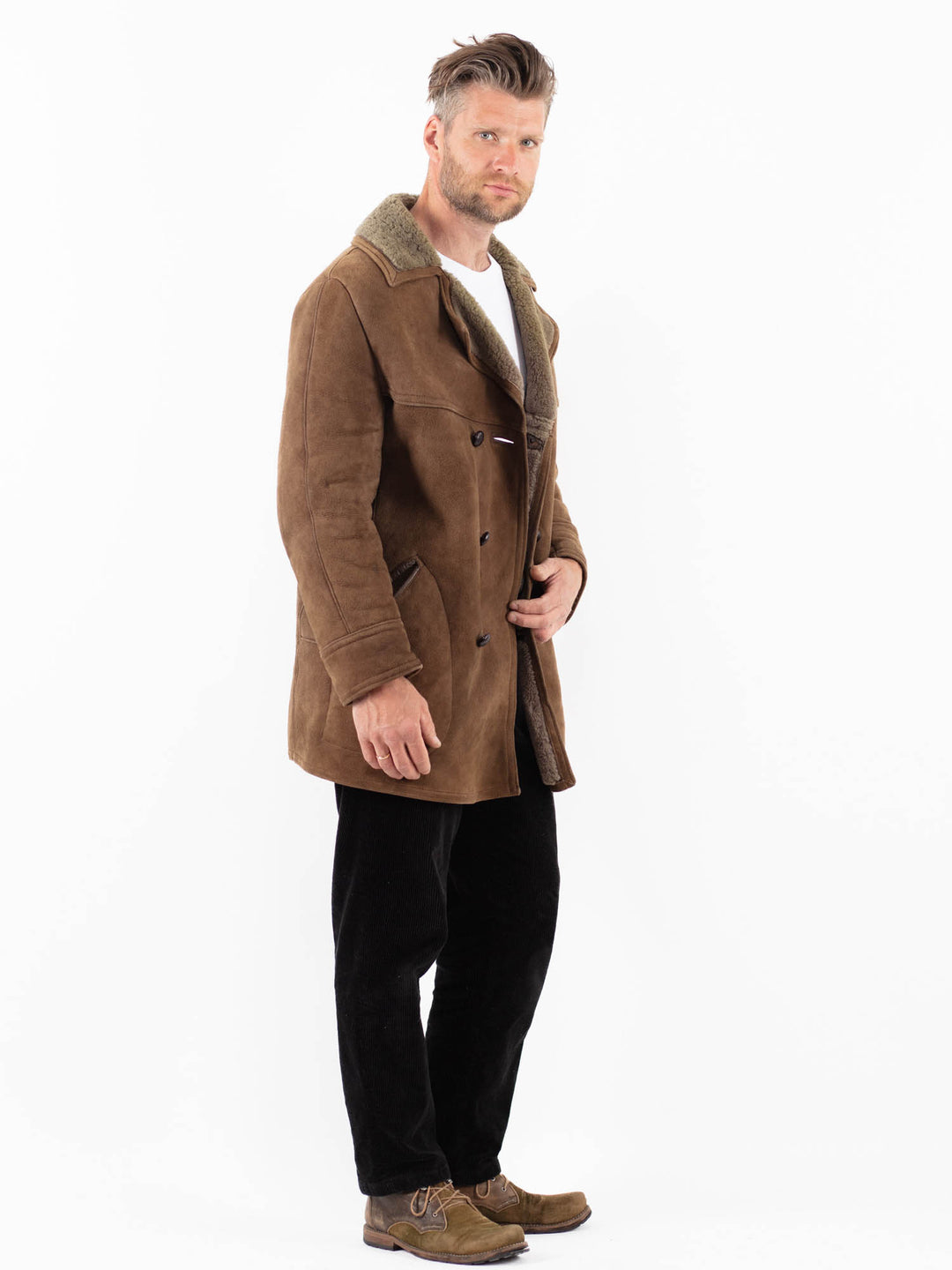 Vintage 70's Men Sheepskin Coat in BrownZ1865