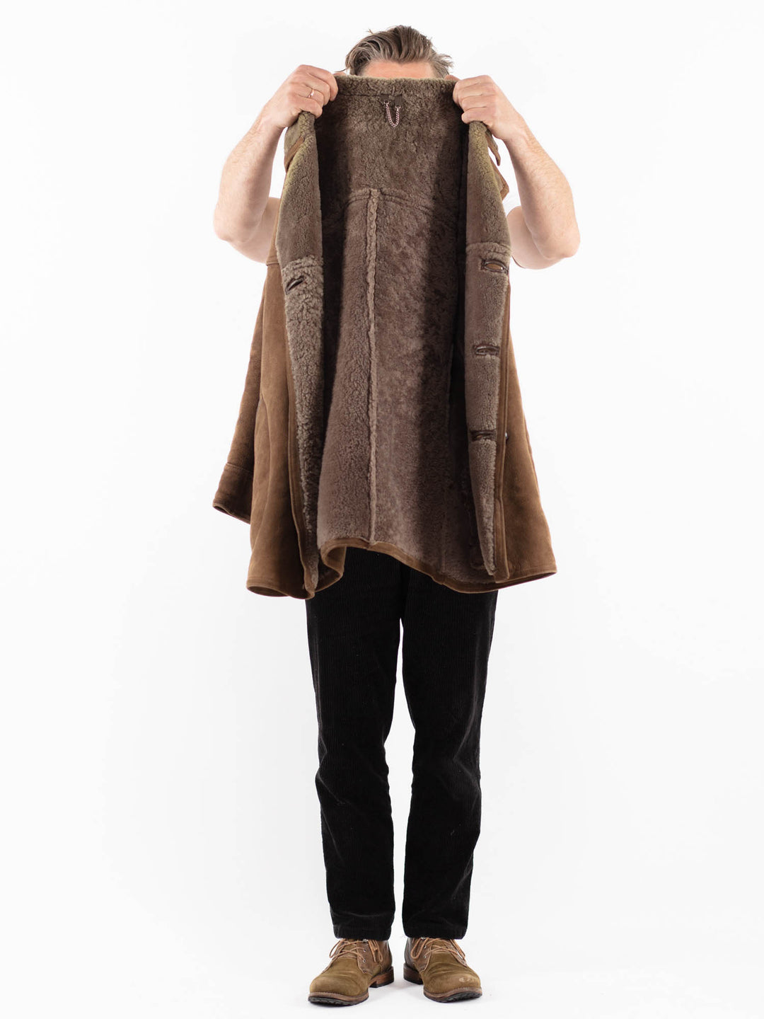 Vintage 70's Men Sheepskin Coat in BrownZ1865