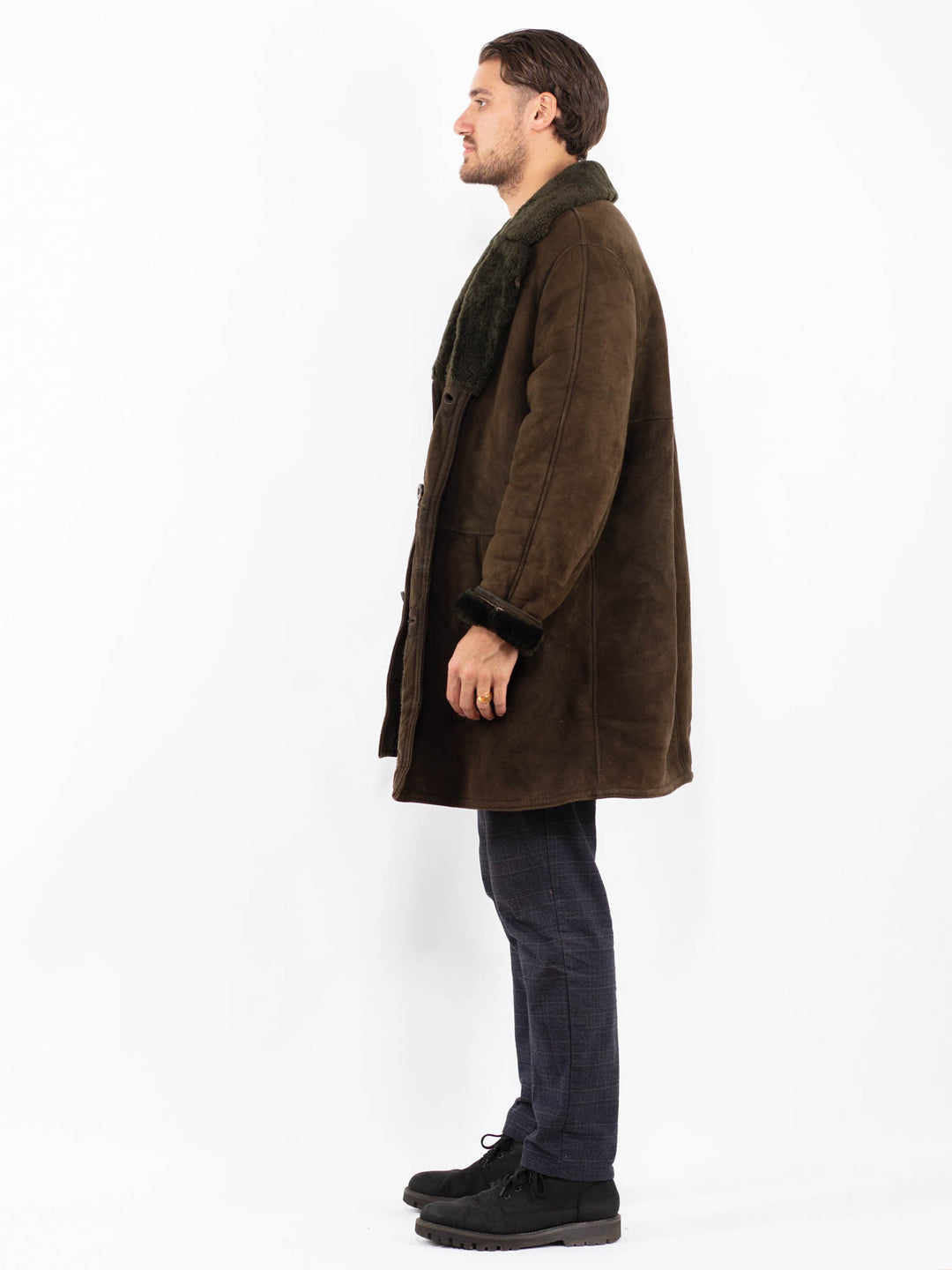 Vintage 70's Men Sheepskin Coat in GreenZ2405