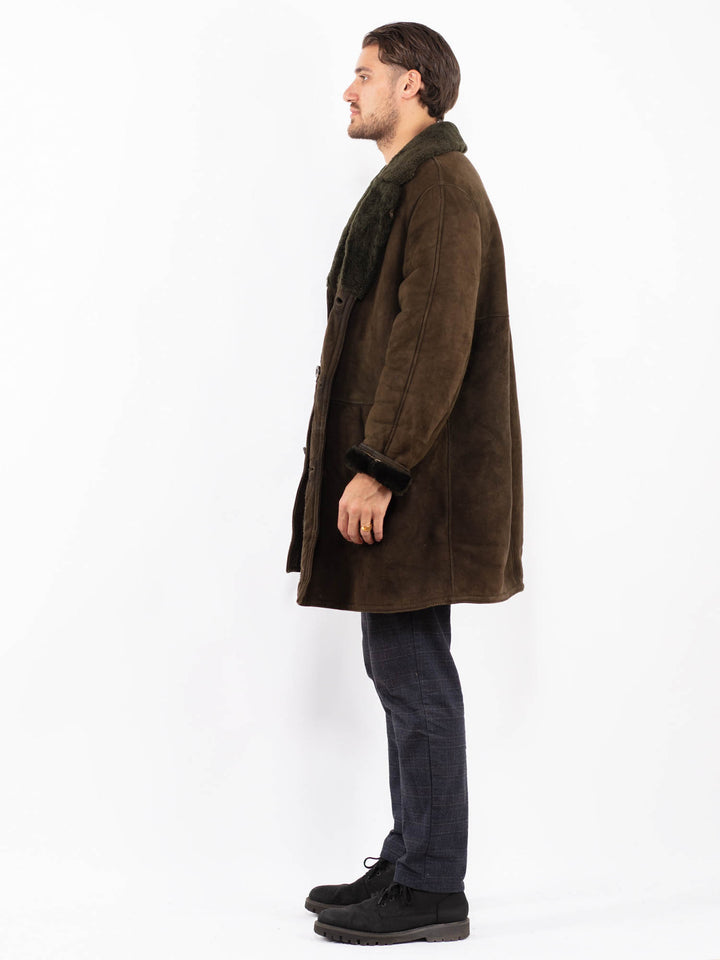 Vintage 70's Men Sheepskin Coat in GreenZ2405