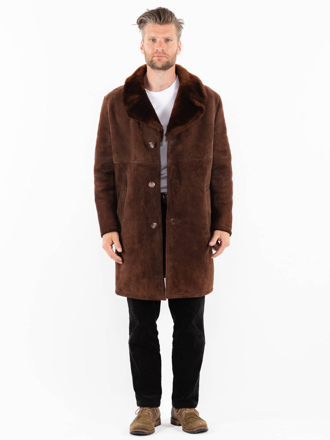 Vintage 70's Men Sheepskin Coat in BrownZ1867