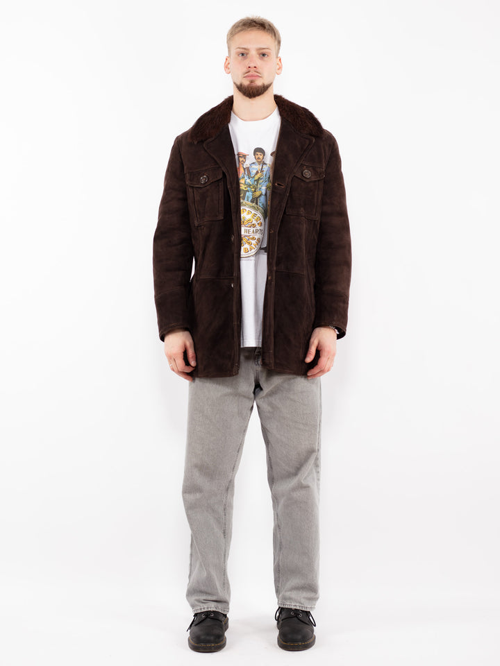 Vintage 70's Men Sheepskin Coat in Brown