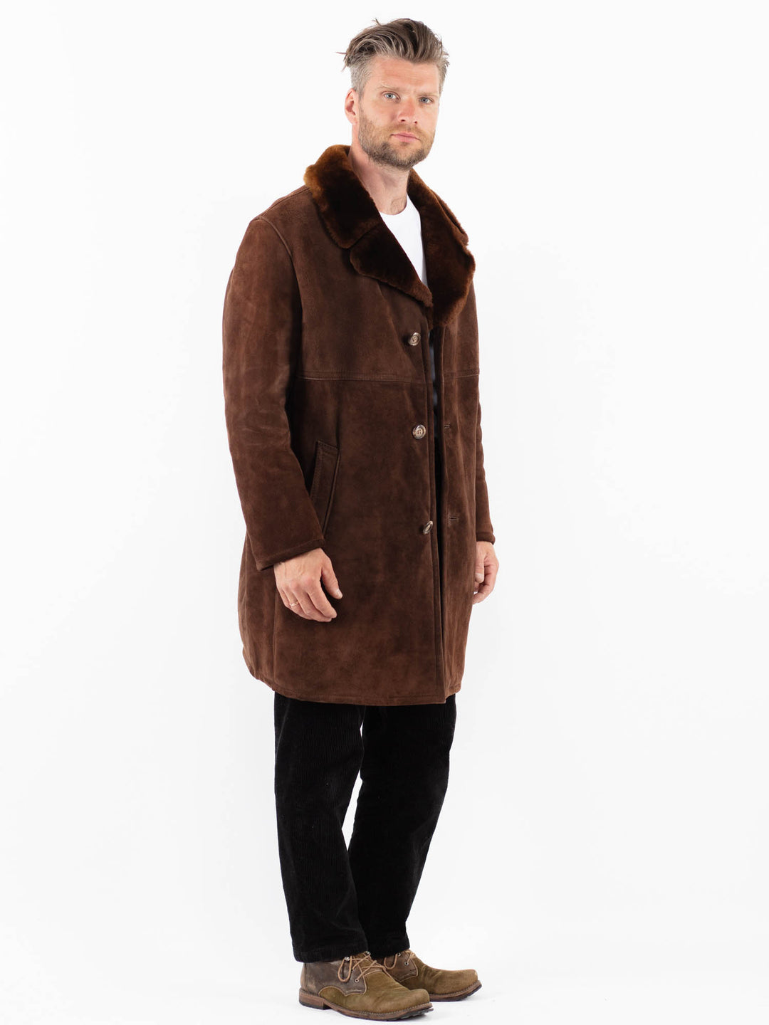 Vintage 70's Men Sheepskin Coat in BrownZ1867