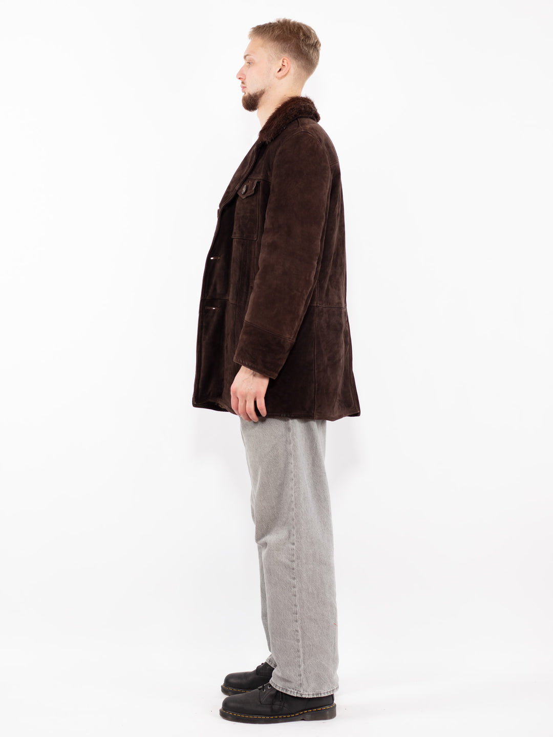 Vintage 70's Men Sheepskin Coat in Brown
