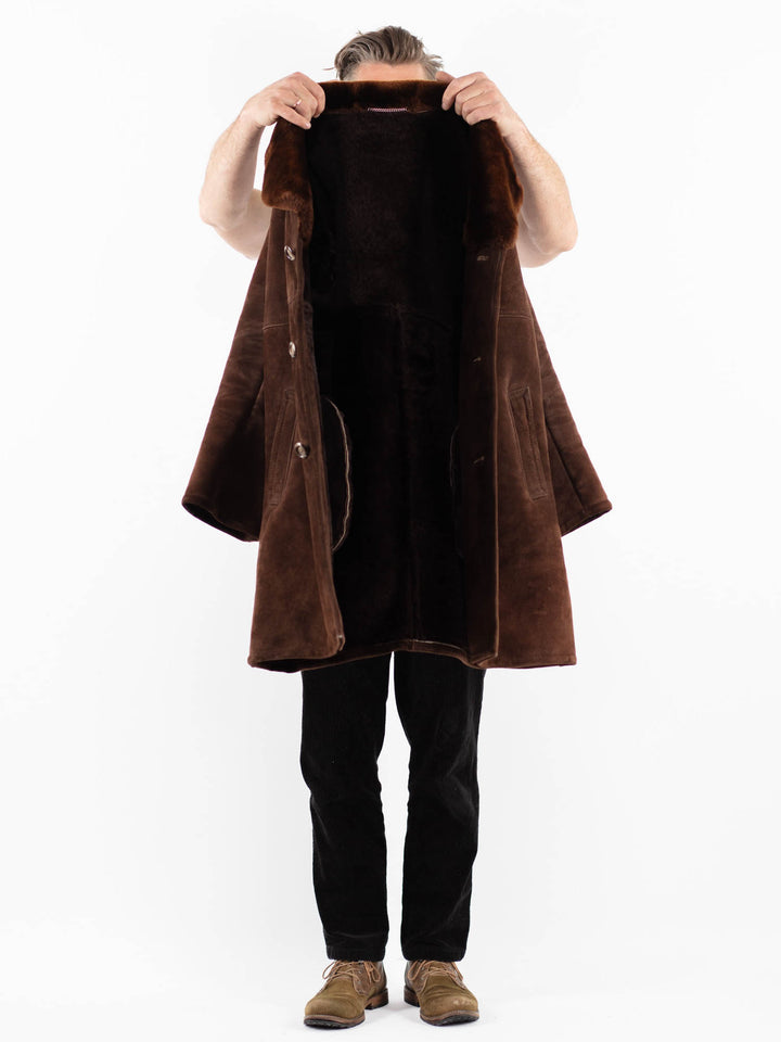 Vintage 70's Men Sheepskin Coat in BrownZ1867