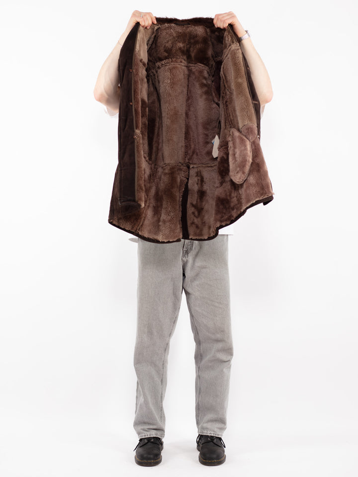 Vintage 70's Men Sheepskin Coat in Brown