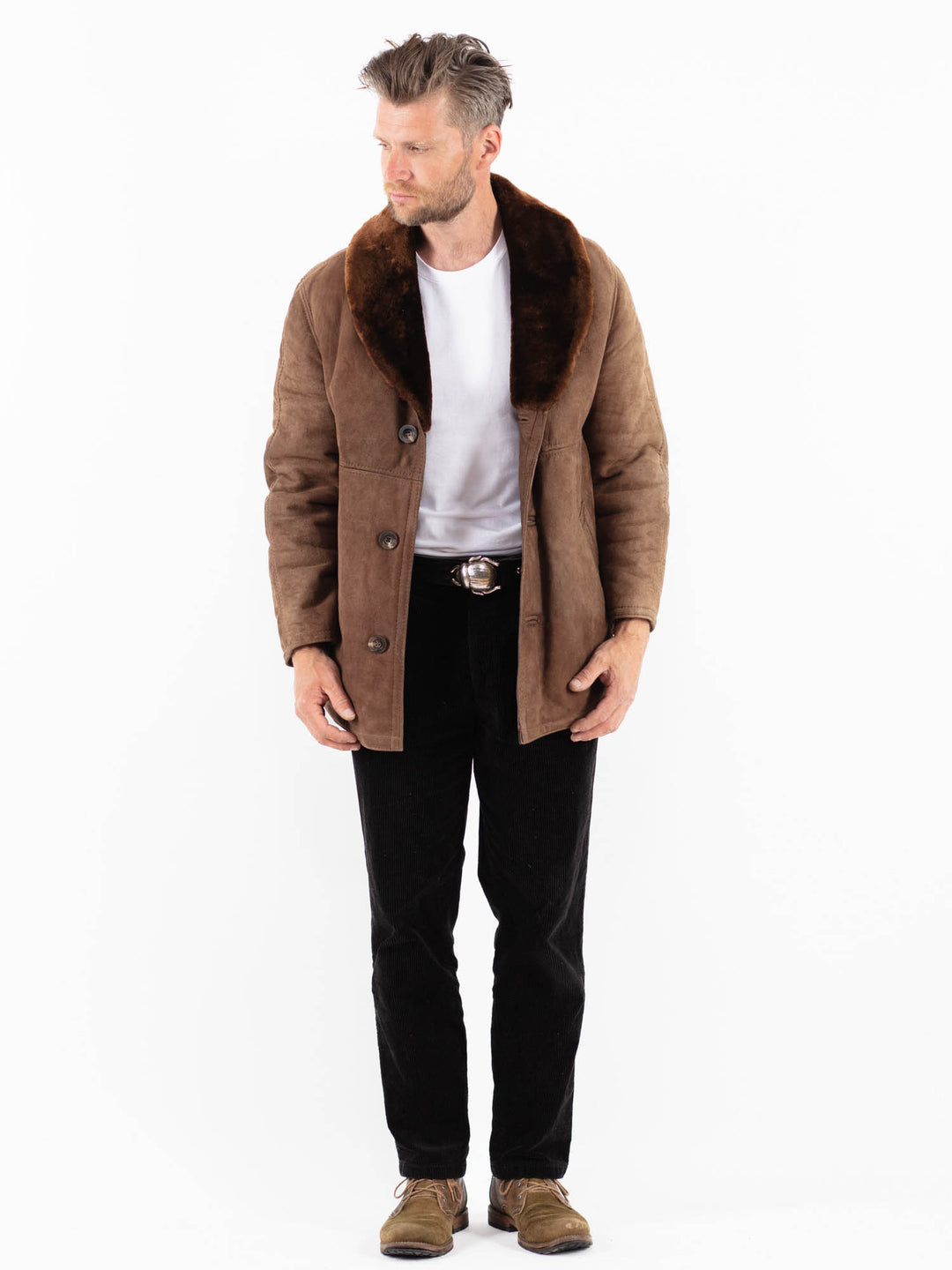Vintage 70's Men Sheepskin Coat in BrownZ1871