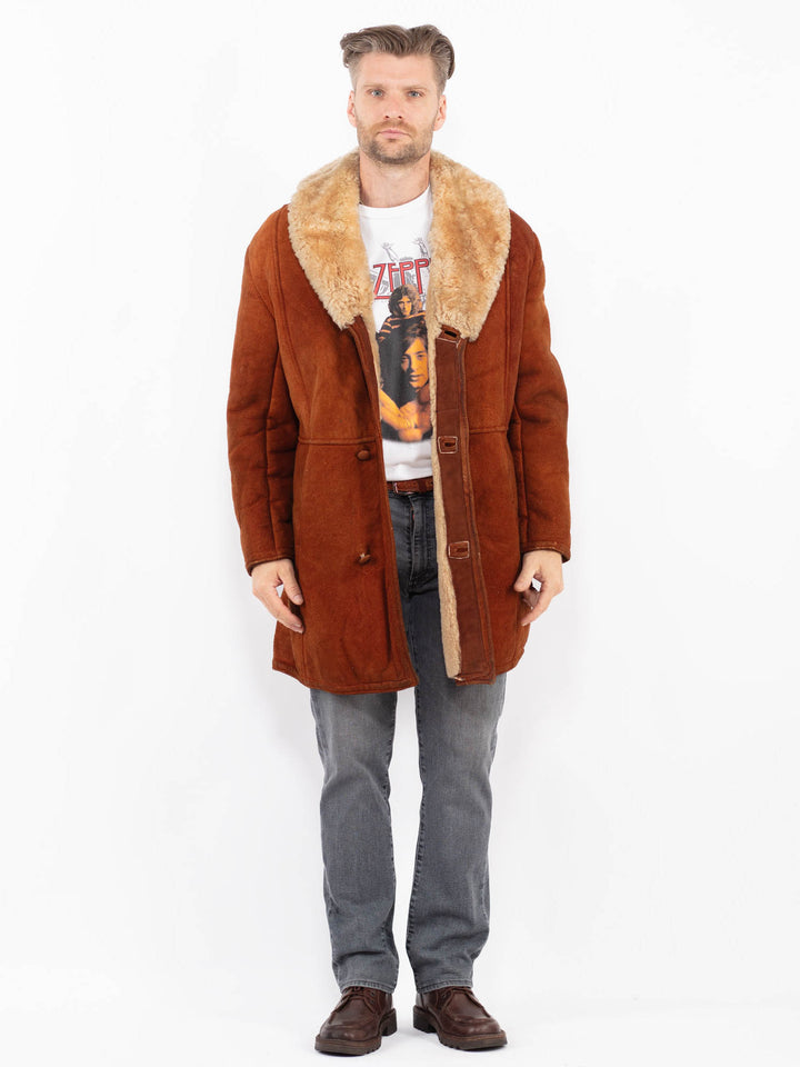 Vintage 70's Men Sheepskin Coat in BrownZ2094