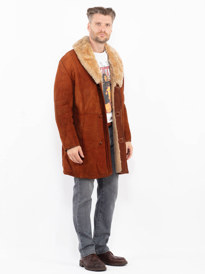 Vintage 70's Men Sheepskin Coat in BrownZ2094