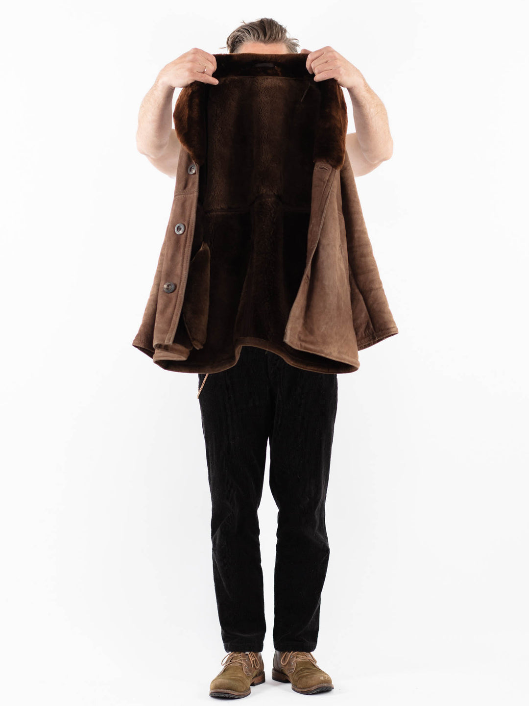 Vintage 70's Men Sheepskin Coat in BrownZ1871