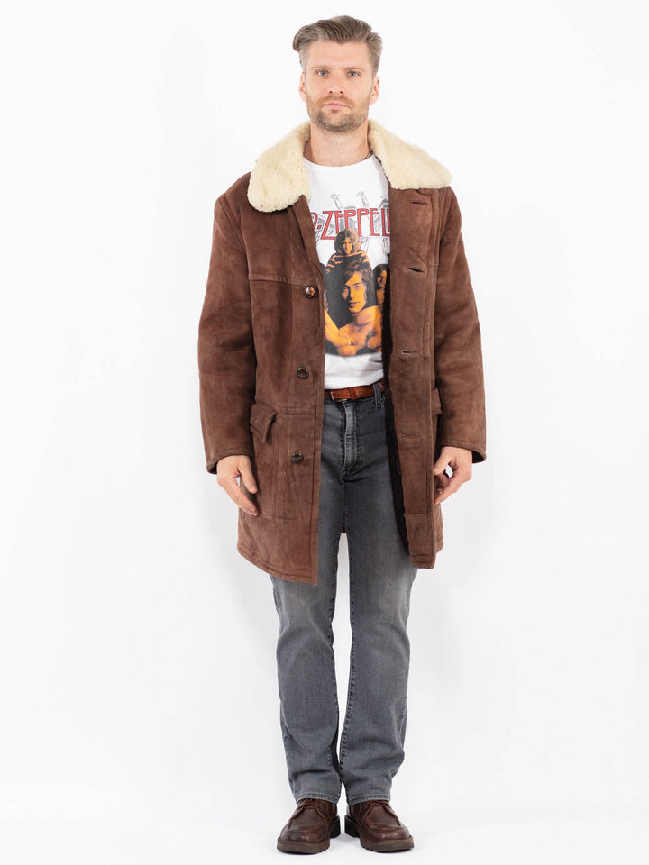 Vintage 70's Men Sheepskin Coat in BrownZ2097