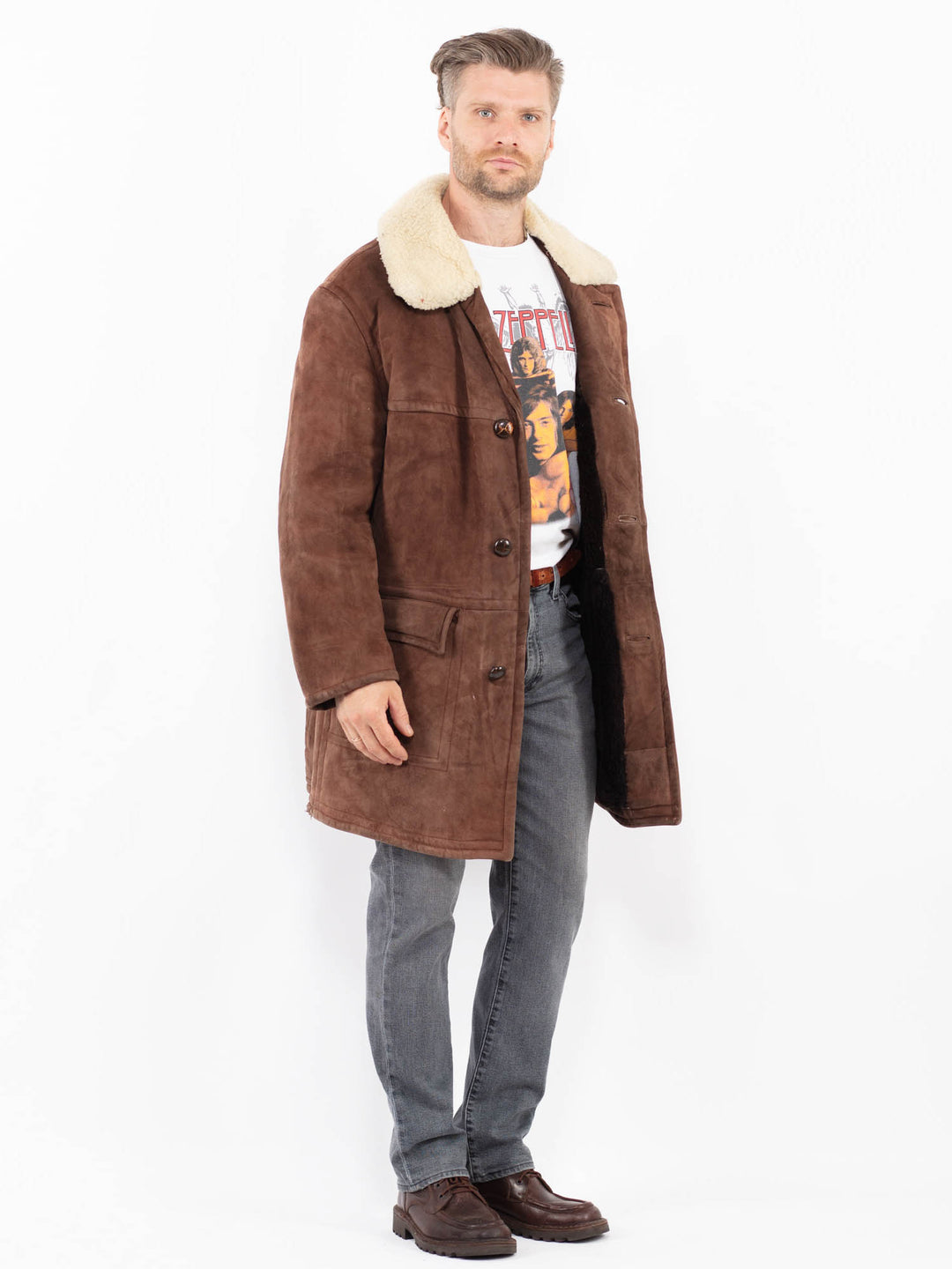 Vintage 70's Men Sheepskin Coat in BrownZ2097