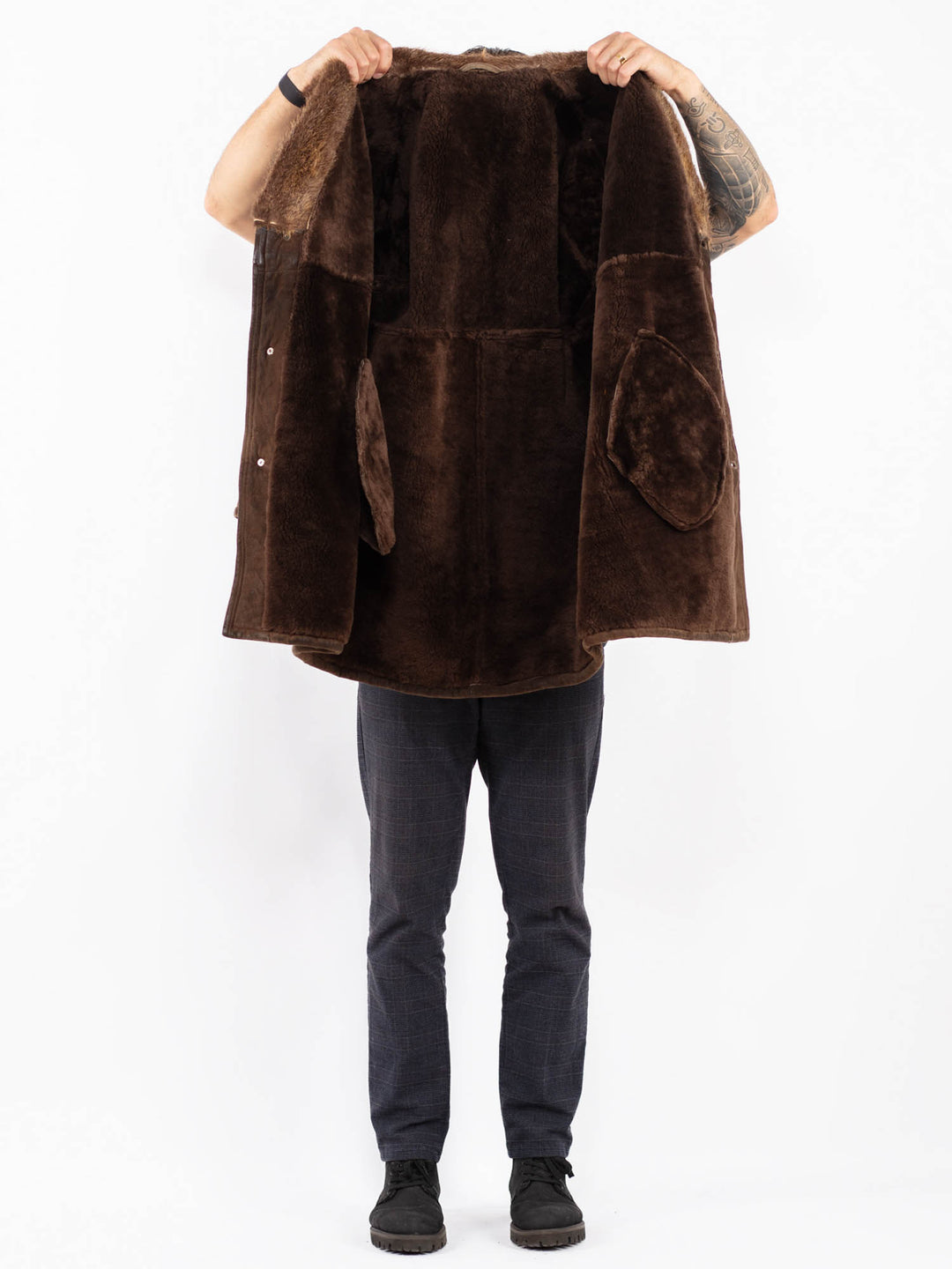 Vintage 70's Men Sheepskin Coat in BrownZ2413