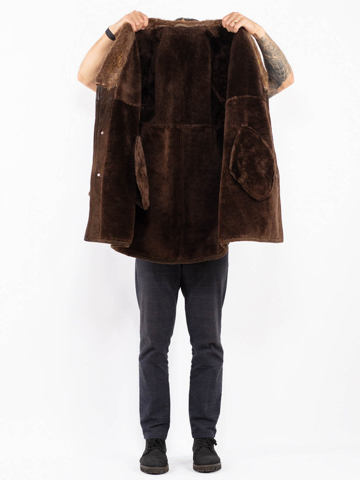 Vintage 70's Men Sheepskin Coat in BrownZ2413
