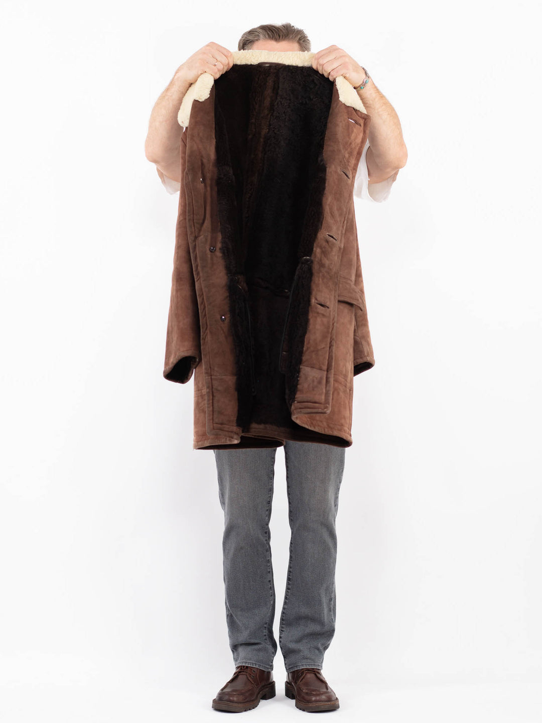 Vintage 70's Men Sheepskin Coat in BrownZ2097