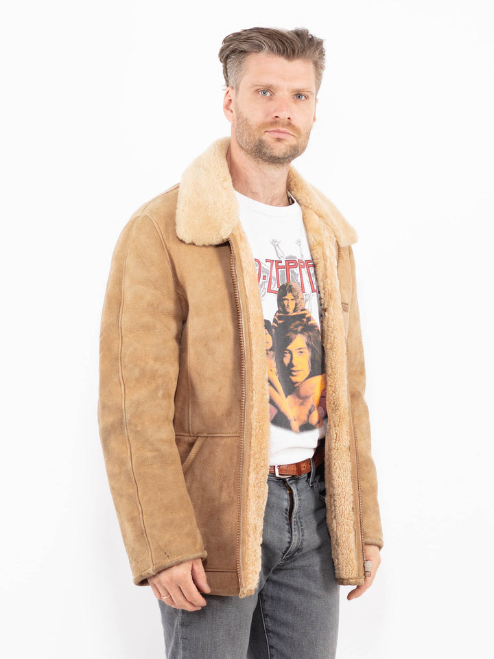 Vintage 70's Men Sheepskin Coat in BeigeZ2098