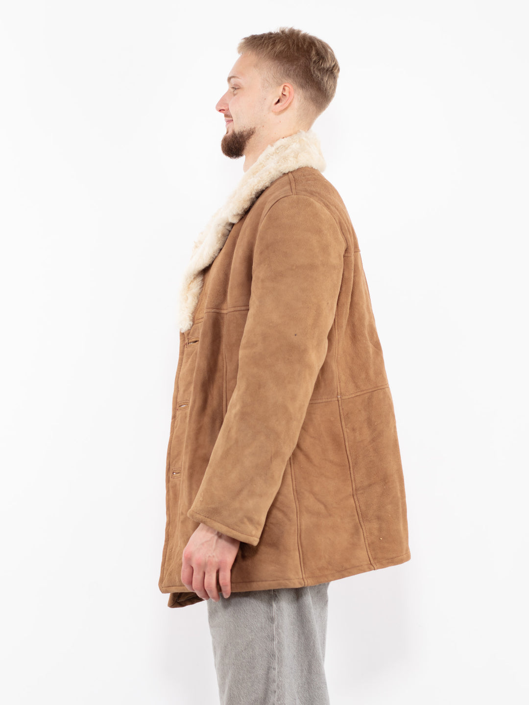 Vintage 70's Men Sheepskin Coat in Light Brown