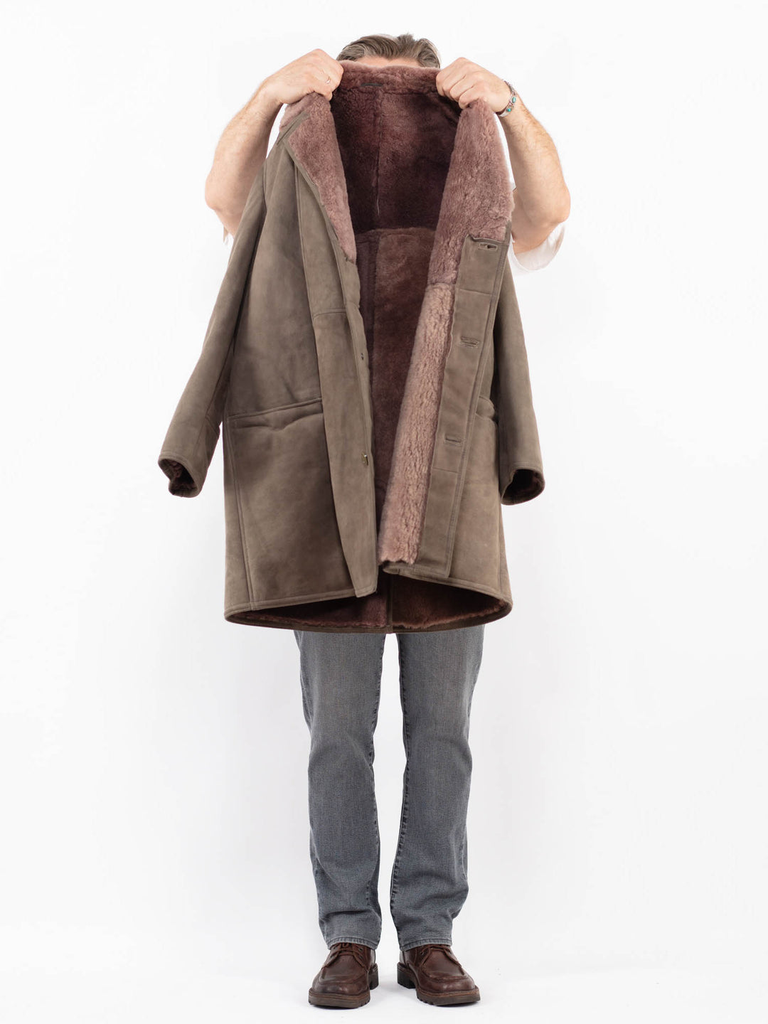 Vintage 70's Men Sheepskin Coat in BeigeZ2103