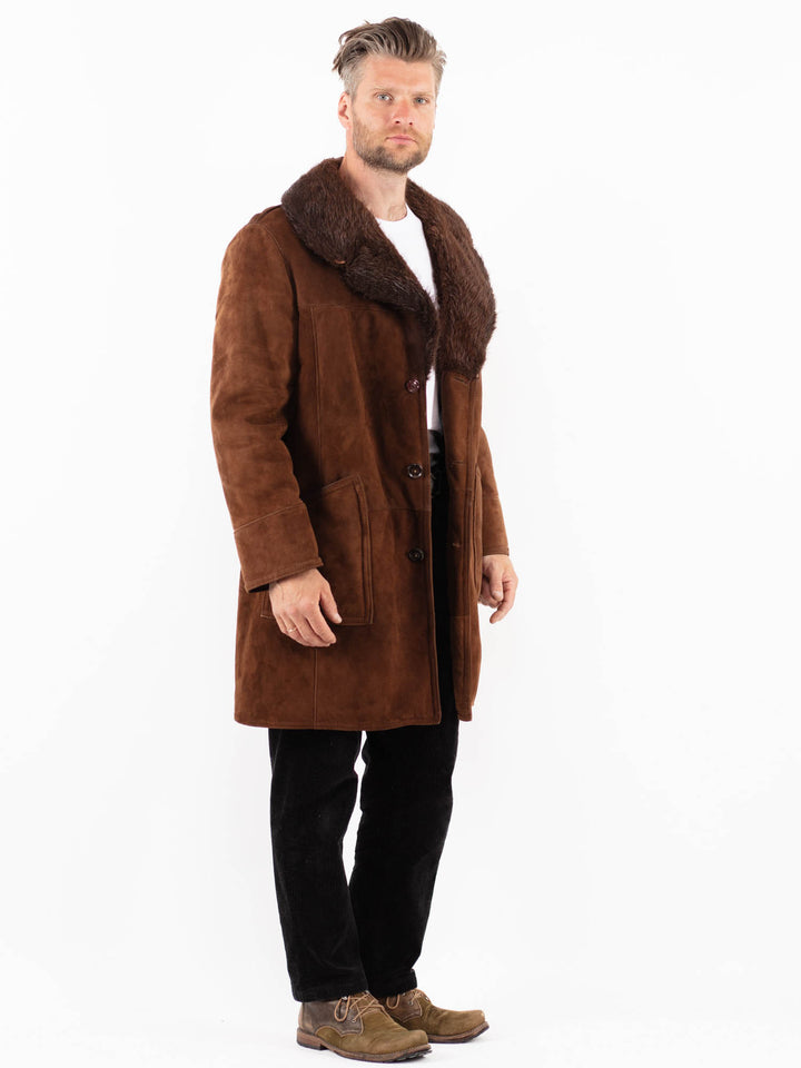Vintage 70's Men Sheepskin Coat in BrownZ1882