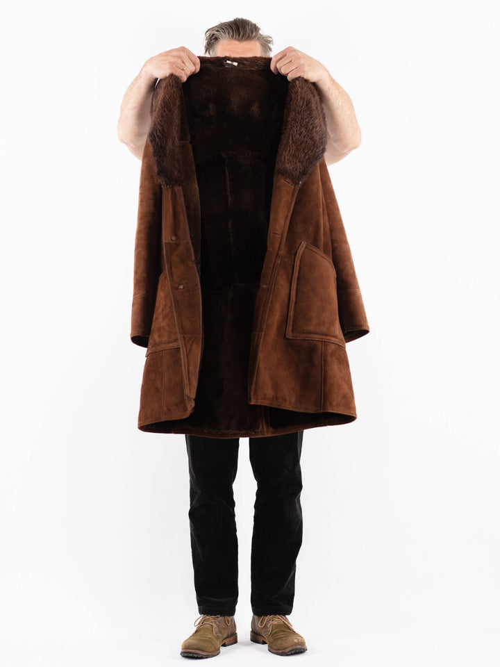 Vintage 70's Men Sheepskin Coat in BrownZ1882