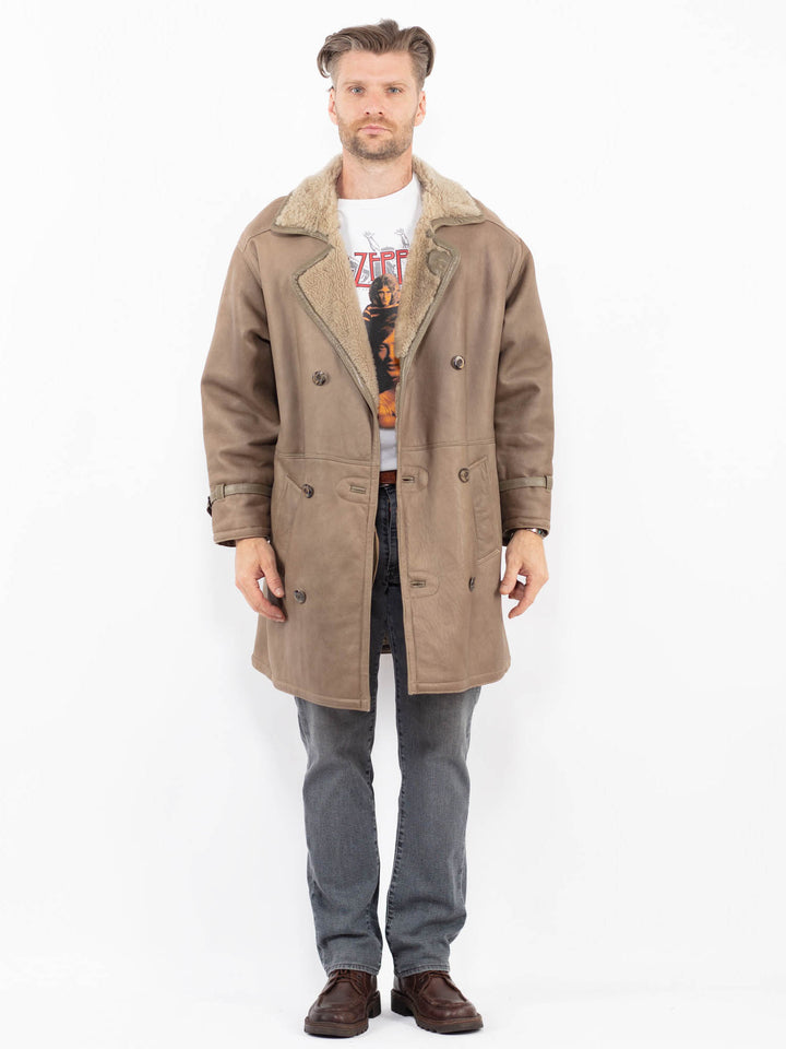 Vintage 70's Men Sheepskin Coat in BeigeZ2107