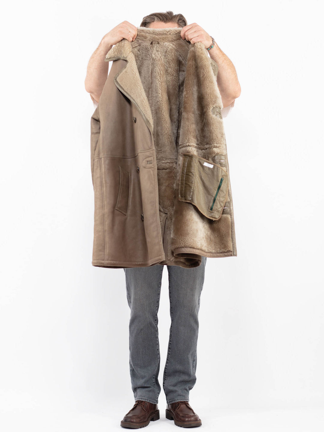 Vintage 70's Men Sheepskin Coat in BeigeZ2107