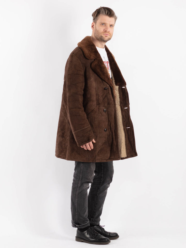 Vintage 70's Men Sheepskin Coat in BrownZ455